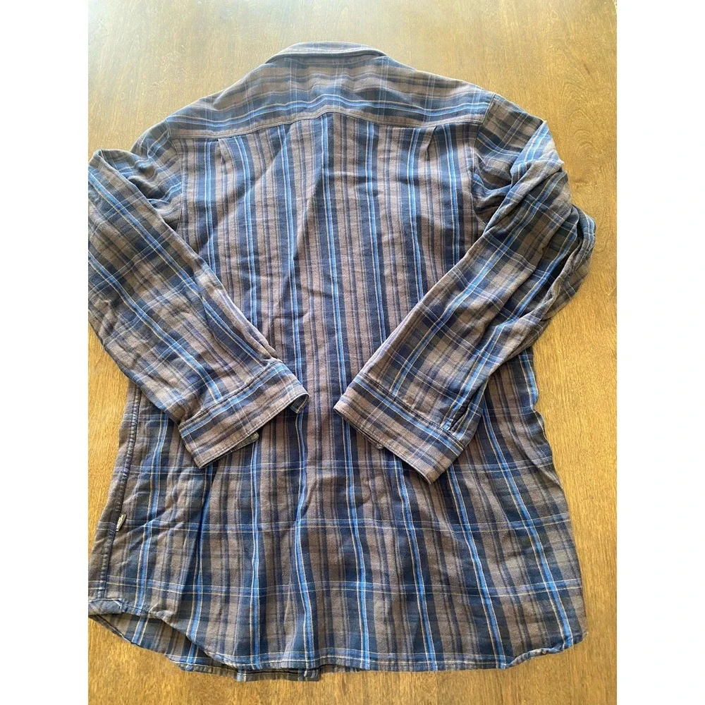 The North Face Flannel Shirt Men's XXL Navy Brown Striped Button Up Pockets